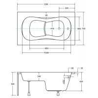 Акрилова ванна Besco Aria Rehab 120 120x70 без ніжок