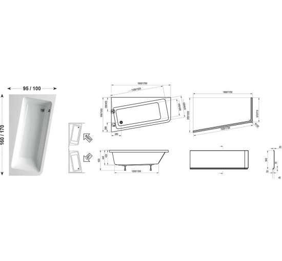 Панель Ravak 10° 160 L/R (CZ83100A00/CZ84100A00)