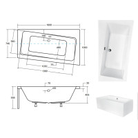 Ванна акрилова асиметрична Besco Infinity 160 права 160x100 без ніжок
