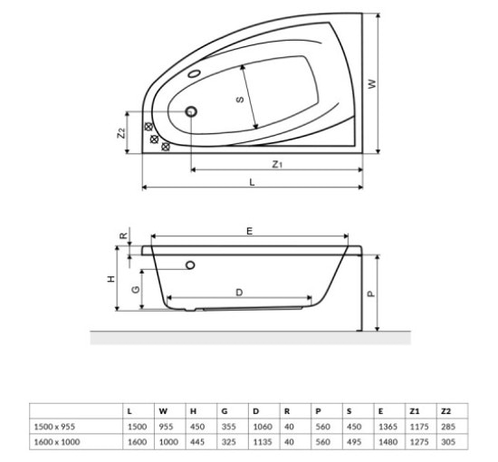 Ванна Акрилова Кутова Excellent Aquaria Comfort Права 1600X1000 (Waex.aqp16Wh)