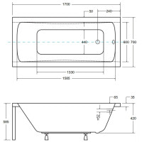 Акриловая ванна Besco Optima 170 170x70 без ножек