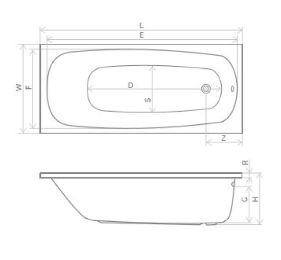 Ванна Radaway Tesalia 170x75 з ніжками + сифон R135 (WA1-06-170x075U)