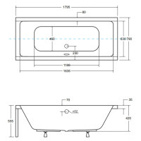 Акриловая ванна Besco Quadro 180 180x80 без ножек