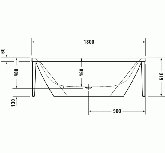 Ванна вільностояча Duravit XViu 180x80 см з металевою рамою шампанське матове , акрил (700443000B10000)