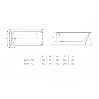 Ванна Окремостояча 1700X750 Excellent Tula (Waex.tul17Wh)