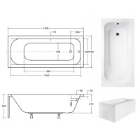Акриловая ванна Besco Continea 140 140x70 без ножек