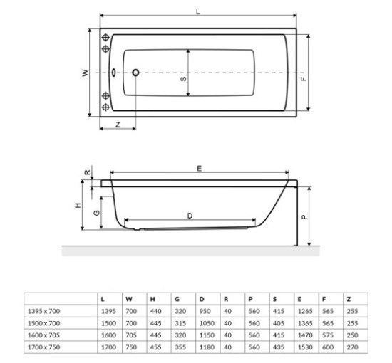 Ванная Акриловая Прямоугольная Excellent Aquaria 1700X750 (Waex.aqu17Wh)