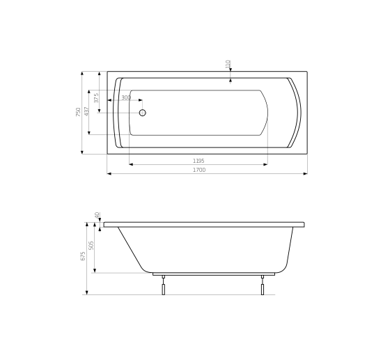 Ванна акриловая Roca Linea XL 170x75 (A24T050000)