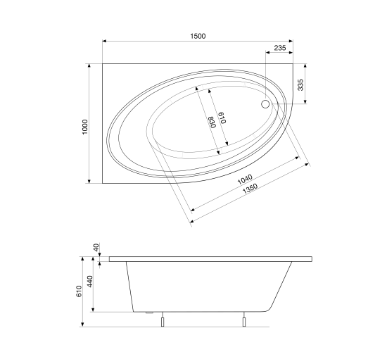 Ванна акриловая Roca Orbita 150x100 левая (A24T201000)