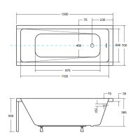 Акриловая ванна Besco Modern 130 130x70 без ножек