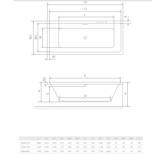 Ванная Radaway Tiana 160x75 с ножками (WA1-52-160x075)