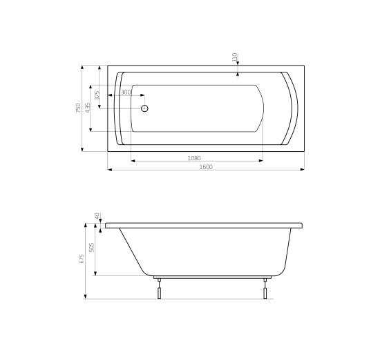 Ванна акрилова Roca Linea 160x70 (A24T018000)