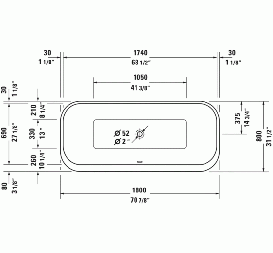 Ванна свободностоящая Duravit HAPPY D.2 белая 180x80 см на раме с графитовой суперматовой панелью (700453800000000)