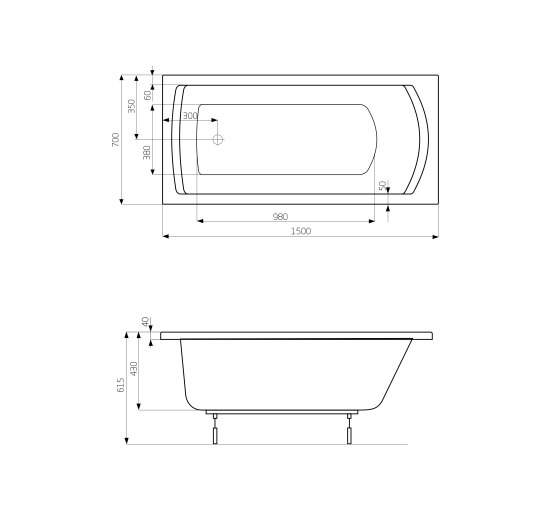 Ванна акриловая Roca Linea 150x70 (A24T010000)