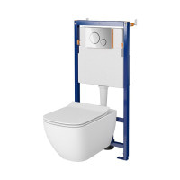 Комплект b604 tech line opti, підвісний унітаз virgo cleanon, дюропластове сидіння, кнопка opti b2 глянцевий хром Cersanit