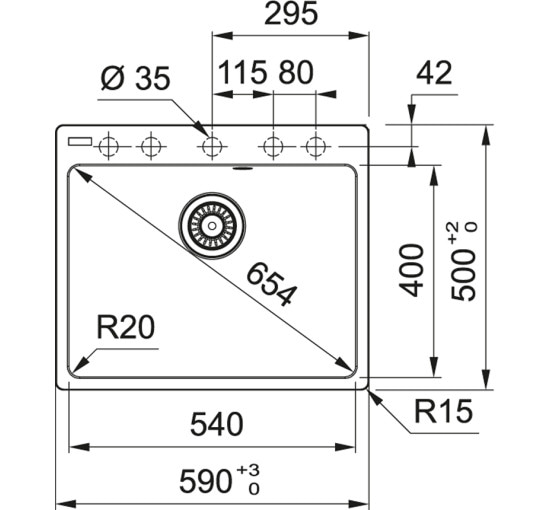 Кухонная мойка Franke Centro CNG 610-54 (114.0630.411) гранитная - врезная - оборотная - цвет Оникс