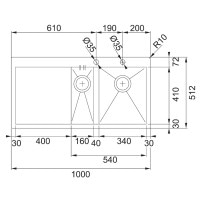 Кухонная мойка Franke Planar PPX 251 TL (127.0203.468) нержавеющая сталь - монтаж врезной или в уровень со столешницей - крыло слева - полированная