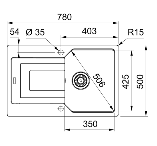 Кухонная мойка Franke Urban UBG 611-78 (114.0574.937) гранитная - врезная - оборотная - цвет Сахара - (пластиковый коландер в комлекте)