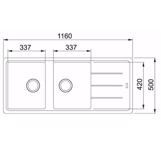 Кухонная мойка Franke Basis BFG 621 (114.0367.654) гранитная - врезная - оборотная - цвет Оникс