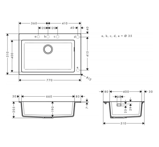 Кухонная мойка Hansgrohe S510-F660 77х51 Graphite Black (43313170)