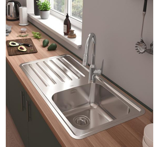 Кухонна мийка Hansgrohe S4111-F400 на стільницю 975х505 з сифоном (43341800) Stainless Steel