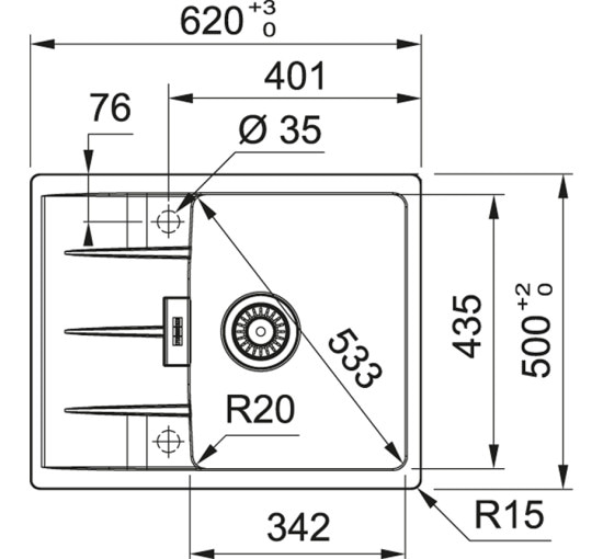 Кухонная мойка Franke Centro CNG 611-62 (114.0630.423) гранитная - врезная - оборотная - цвет Оникс