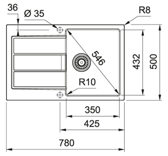 Кухонная мойка Franke Sirius 2.0 S2D 611-78 (143.0621.333) из тектонайта - врезная - оборотная - цвет Маскарпоне (2 отверстия)