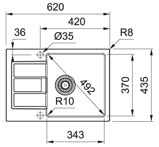 Кухонная мойка Franke Sirius 2.0 S2D 611-62 Slim (143.0631.681) из тектонайта - врезная - оборотная - цвет Белый (2 отверстия)