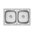 Кухонна мийка з двома чашами Lidz 7948 0,8 мм Micro Decor (LIDZ7948MDEC08)