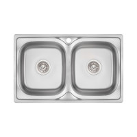 Кухонная мойка с двумя чашами Lidz 7948 0,8 мм Micro Decor (LIDZ7948MDEC08)