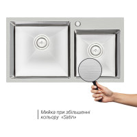 Кухонна мийка з двома чашами Qtap S7843 2.7/1.0 мм Satin (QTS784310)