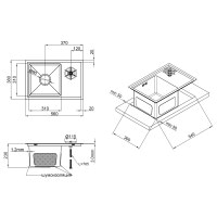 Кухонная мойка с крышкой и омывателем Qtap DC5638 3.0/1.2 мм Satin (QTDC56383012)