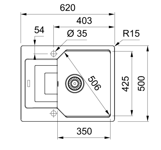 Кухонная мойка Franke Urban UBG 611-62 (114.0574.953) гранитная - врезная - оборотная - цвет Миндаль - (пластиковый коландер в комлекте)