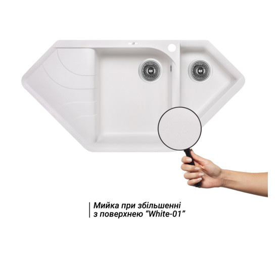 Кухонна мийка з додатковою чашею Lidz 1000x500/225 WHI-01 (LIDZWHI011000500225)