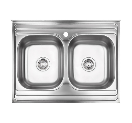 Кухонна мийка з двома чашами Lidz 6080 0,8 мм Decor (LIDZ6080DEC08)
