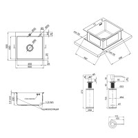 Набір 2 в 1 Lidz кухонна мийка H5050 3.0/1.0 мм Brush + дозатор для миючого засобу