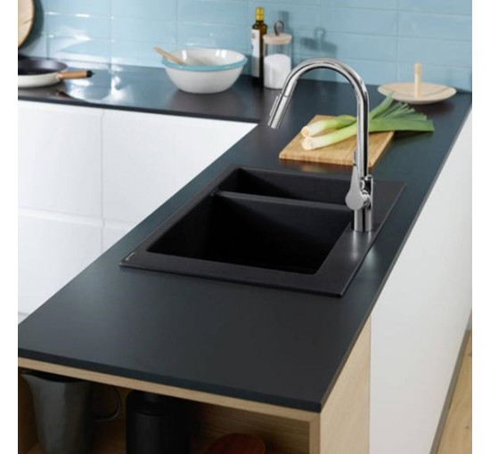 Кухонная мойка Hansgrohe S510-F635 770х510 на две чаши 180/450 Graphiteblack (43315170)