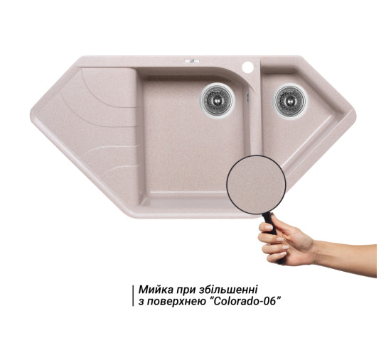 Кухонная мойка с дополнительной чашей Lidz 1000x500/225 COL-06 (LIDZCOL061000500225)