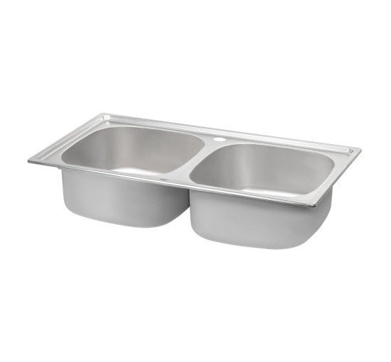 Кухонна мийка з двома чашами Qtap 7843-B 0,8 мм Micro Decor (QT7843BMICDEC08)