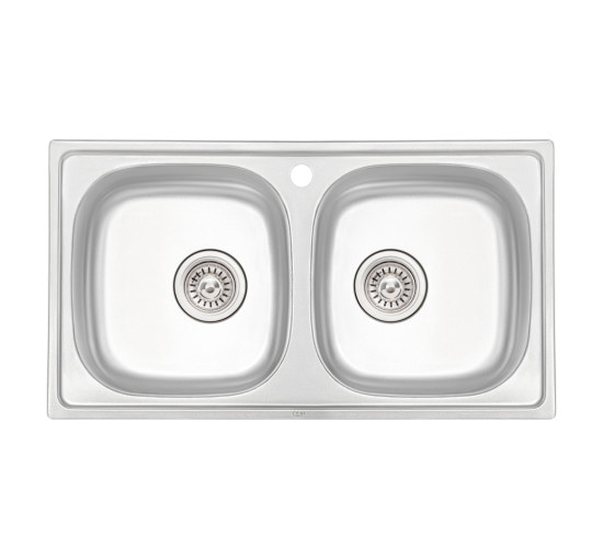 Кухонна мийка з двома чашами Qtap 7843-B 0,8 мм Micro Decor (QT7843BMICDEC08)