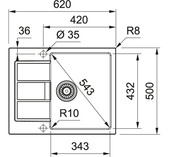 Кухонна мийка Franke Sirius 2.0 S2D 611-62 (143.0627.288) з тектонайта - врізна - оборотна - колір Чорний (2 отвори)