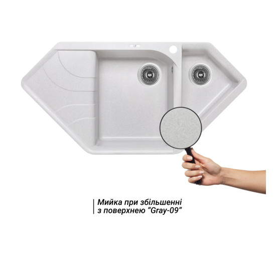 Кухонная мойка с дополнительной чашей Lidz 1000x500/225 GRA-09 (LIDZGRA091000500225)