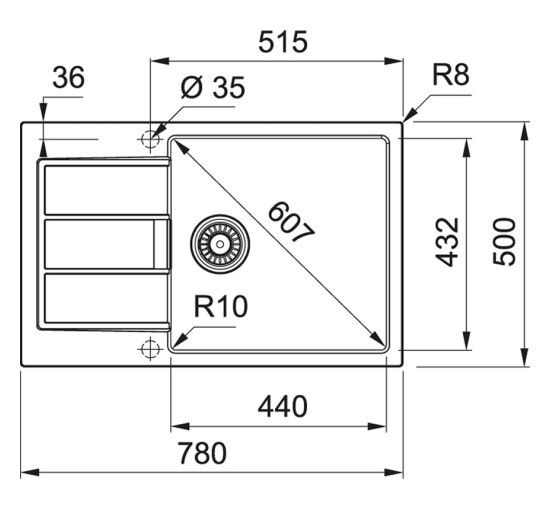 Кухонная мойка Franke Sirius 2.0 S2D 611-78 XL (143.0621.336) из тектонайта - врезная - оборотная - цвет Сахара (2 отверстия)