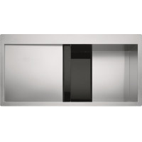 Кухонная мойка Franke Crystal Line CLV 214 (127.0306.387) полированная - монтаж врезной или в уровень со столешницей - нержавеющая сталь / Черное стекло крыло слева