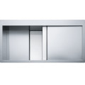 Кухонная мойка Franke Crystal Line CLV 214 (127.0306.411) полированная - монтаж врезной или в уровень со столешницей - нержавеющая сталь / Белое стекло крыло справа