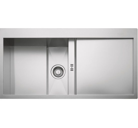 Кухонная мойка Franke Crystal Line CLV 214 (127.0306.411) полированная - монтаж врезной или в уровень со столешницей - нержавеющая сталь / Белое стекло крыло справа