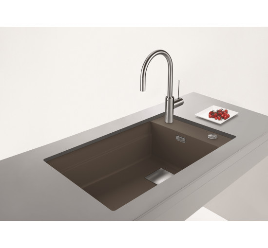 Кухонная мойка Franke KUBUS 2 KNG 110-62 (125.0576.307) гранитная - монтаж под столешницу - цвет Серый камень - (коландер и коврик Rollmat в комплекте)