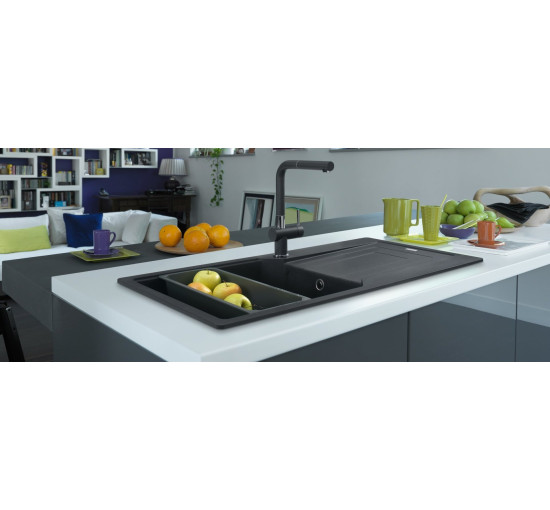 Кухонная мойка Franke Urban UBG 611-100 XL (114.0574.931) гранитная - врезная - оборотная - цвет Оникс - (пластиковый коландер в комлекте)
