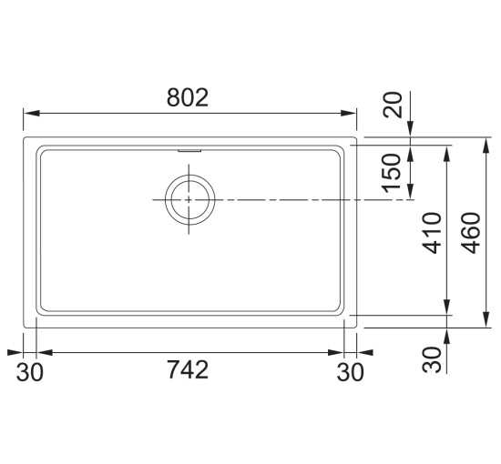 Кухонная мойка Franke Kubus KBG 110-70 (125.0499.032) гранитная - монтаж под столешницу - цвет Оникс