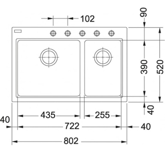 Кухонна мийка Franke Fiji FIG 620-80 (114.0618.381) гранітна - врізна - колір Онікс